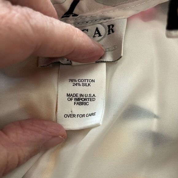 Oscar de la Renta Pink Floral Pants Cotton and Silk Made in USA VTG SZ 8 P - Picture 7 of 7